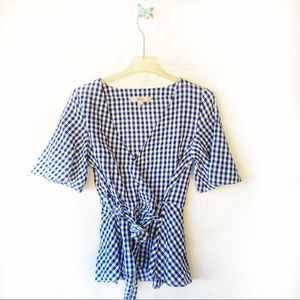 Loft plaid wrap top sz small